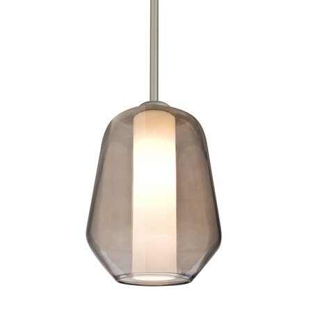 Besa Lighting Link Stem Pendant, Smoke/Opal, Satin Nickel Finish, 1x60W Incandescent 1TT-LINKSM-SN